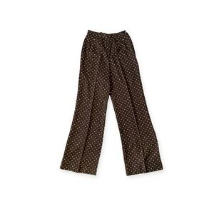 Vintage Brown Polka Dot high waist wide leg Women's Pants